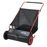 Garvee Heavy Duty Push Lawn Sweeper 26-Inch – Large 7 Cu. Ft. Collection Bag – 4 Spinning PP Brushes – Adjustable Height – Durable Steel Frame, Rubber Tires – Red + Black - Red + Black
