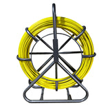 Garvee Heavy-Duty 1/4in x 425ft Fiberglass Fish Tape Cable Puller – Non-Conductive Rod, Steel Reel Stand, 2 Pulling Heads – Professional Wire Pulling Tool for Electrical Conduits, Walls, Floors – Includes Gloves + 2 Projectile Heads