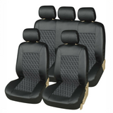 Garvee 9-Piece PU Leather Car Seat Covers, Universal Fit for 5-Seater Vehicles, Durable, Breathable Interior Protection, Black