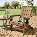 Garvee Weatherproof HDPE Adirondack Patio Chair – Realistic Wood Grain, Ergonomic, UV Resistant, Easy Clean Outdoor Garden Deck Seating – Brown, 1 Chair/Box - Brown (1 Chairs/Box)