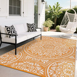 Garvee Waterproof Reversible Outdoor Rug - Durable Plastic Straw Patio Carpet - UV Resistant, Easy to Clean, Includes Stakes & Carry Bag - Great for Patio, Deck, RV, Camping, Picnic - Orange White, 9x18ft (274x549cm) United States - Gray