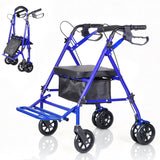 Garvee Lightweight 2-in-1 Rollator Walker & Wheelchair for Adults & Seniors, Adjustable Height, Carbon Steel Frame, 6" Wheels, Underseat Storage, Portable Mobility Aid, Blue