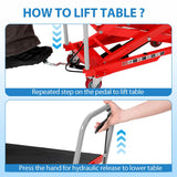 Garvee 770 lb Hydraulic Lift Table Cart, Double Scissor Lift Platform - 11.8-51 in Height Range - Non-Slip Deck, Foot-Pedal Pump, Locking Casters - Red (All Red + Gray Handle + Black Pad) - Red New (All Red + Gray Handle + Black Anti-Slip Pad)