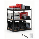 Garvee Heavy-Duty Adjustable Metal Garage Shelving Unit, 3-Tier Steel Utility Storage Rack, 36"W x 24"D x 36"H, 1350 lb Capacity for Garage Storage | Color: Black | Size: 90*60*91.2 cm - Black