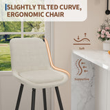 Garvee Modern Upholstered Counter Height Bar Stools Set of 2, 25 in Chenille Fabric Barstool Chairs with Backrest, Footrest & Metal Legs for Kitchen Island/Counter - Color: White (2 Sheets/Box)