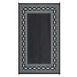 Garvee Outdoor Rug 8x10ft - Black and White, Reversible Waterproof Patio Carpet - Collapsible Plastic Straw Mat with Diamond Edge, Non-Slip, Washable - Deck, RV, Balcony, Camping, Picnic, Backyard - Black and White, USA - Black And White