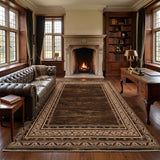 Garvee 3' × 5' Distressed Bordered Area Rug, Machine Washable Non-Slip Low-Pile Soft Rug for Living Room, Bedroom & Dining Room, Reddish Brown
