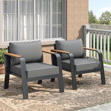 Garvee All-Weather 2-Seat Outdoor Loveseat Patio Sofa - Rustproof Aluminum Frame, Modern Metal Couch with Cushions for Garden, Balcony, Deck & Backyard - Dark Gray Frame + Dark Gray Cushion