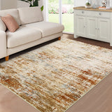 Garvee Modern Abstract Area Rug – Washable, Ultra-Soft Low Pile, Non-Slip, Mark Resistant, Collapsible Floor Mat for Living Room, Bedroom, Dining Room – Contemporary Accent – Orange, 5x7ft (152x213cm), USA - Brown