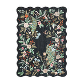 Garvee Scalloped Edge Area Rug – 5x7ft Washable Soft Non-Slip Peacock Floral Carpet, Botanical Chinoiserie Garden Motif for Living Room, Bedroom, Nursery – Black (USA) - Green