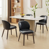 Garvee PU Leather Dining Chairs Set of 4 with Wooden Legs, Comfortable Fabric Seat, Easy Assembly, Black, for Kitchen and Dining Room