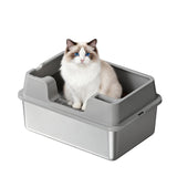 Garvee Extra Large Stainless Steel Cat Litter Box – High Sides, Leak-Proof, Odor Resistant, Easy to Clean, Semi-Enclosed Hooded Tray for Large and Multi-Cat Households, Non-Slip, Durable – 60x40x27CM, Transparent Black - Transparent Black
