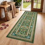 Garvee 2' × 6' Palace Floral Runner Rug, Soft Washable Low-Pile Polyester Carpet for Hallway, Kitchen and Entryway, Green