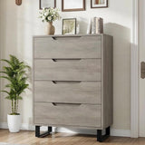 Garvee 4-Drawer Tall Wooden Dresser with Adjustable Legs, Ample Storage, Sturdy MDF Construction, for Bedroom and Living Room, Gray