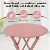 Garvee 3-Piece Folding Metal Outdoor Bistro Set for 2 - Round Patio Table & 2 Chairs - Space-Saving Portable Balcony/Porch/Garden Furniture, Weather-Resistant, Easy Storage - Pink - Pink