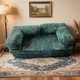 Garvee 4-in-1 Convertible Corduroy Floor Sofa Bed - Double Layer Collapsible Futon Couch - Foam Backrest - Compact Space-Saving Lounger for Living Room, Bedroom, Guest Room, Dorm, Dark Green