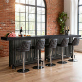 Garvee Modern 63-Inch Bar Table with Footrest – 2-Tier Storage Shelves – Counter Height Pub Table for Kitchen, Dining, Living Room – Durable Black Embossed Panel & Black 3D Oak Cabinet