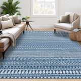 Garvee Machine Washable Area Rug – Non-Slip, Low Pile, Mark Resistant, Soft North African Geometric Carpet for Living Room, Bedroom, Nursery & Dining Room – Blue Tint, 8x10ft (244x305cm), USA - Blue Tint