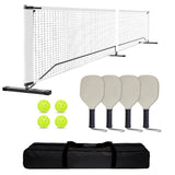 Garvee Regulation 22FT Portable Pickleball Net Set – Sturdy Metal Frame, Weather-Resistant, Quick Assembly, 4 Wooden Paddles & 4 Outdoor Pickleballs, Carry Bag – Ideal for Driveway, Backyard, Park, Beach, Indoor/Outdoor Court – 6.7m Pickleball Net Set