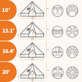 Garvee Select 4 Season Canvas Bell Tent for Glamping – Heavy Duty Yurt with Stove Jack, Mesh Windows, Removable PVC Floor, Large Luxury Camping & Tracking Shelter for Family, Parties – Beige, 600cm x 600cm x 350cm - Beige