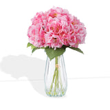 Garvee Realistic Pink Artificial Hydrangea Flowers with Glass Vase & Faux Water - Silk Floral Arrangement - Elegant 5-Piece Table Centerpiece for Home, Office, Wedding, and Party Decor - Pink - Pink