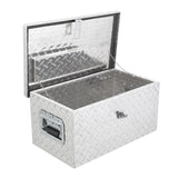 Garvee Heavy-Duty 20"X12"X9.5" Aluminum Diamond Plate Truck Bed Tool Box - Waterproof Lockable Storage, Side Handle, Chain Catch, Includes Lock & Keys - Color: Silver Natural