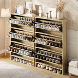 Garvee Space-Saving 3 Turn over Drawer Shoe Cabinet – Slim Freestanding Storage Organizer with Adjustable Shelf, Hidden Design, Narrow Tall Floor Cabinet – Perfect for Hallway – Natural Wood Color - Natural Wood Color