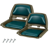 Garvee 20-Inch Wide Marine-Grade Foldable Boat Seats 2-Pack, Low Back Molded Boat Cabin Seating with UV-Resistant Vinyl Cushions, Universal 5"x5" Bolt Pattern for Fishing Boat, Pontoon
