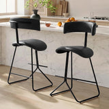 Garvee Bar Stools Set of 2,Modern Counter Height Bar Stools with Backrest & Footrest,Industrial Bar Chairs with PU Leather Cushion for Kitchen, Dining Room, Bar, Cafe,Black