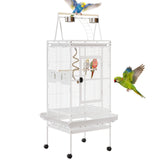 Garvee 67-Inch Large Wrought Iron Bird Cage with Playtop – Spacious, Secure Birdcage with Rolling Stand, Rooftop Playground, Easy Clean for Small to Medium Parrots, Cockatiels, Conures, Lovebirds, Canaries - Color: White