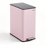 Garvee Soft-Close 4 Gallon Stainless Steel Step Trash Can - Slim Compact Kitchen Garbage Bin, Removable Inner Bucket, Pedal Wastebasket for Bathroom/Office/Bedroom - Color: Pink