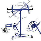 Garvee Heavy-Duty 13 ft Drywall Lift, 150 lb Sheetrock Panel Hoist - 360° Rotating & 60° Tilting Cradle - Adjustable Rolling Lift w/ Wheels - Blue (#273890)