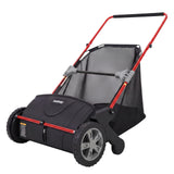 Garvee Heavy-Duty Manual Push Lawn Sweeper, 21-Inch Walk-Behind Leaf & Grass Collector - Adjustable Brush Height, 3.5 Cu Ft (103L) Lift Bag for Leaves & Clippings - Color: Red Pole - Black Shell + Orange Wheel Hub