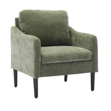 Garvee Cloud-Inspired Comfort Curved Armchair - Mid-Century Modern Accent Chair with Chenille Fabric, Ergonomic Lounge Chair, Single Sofa for Living Room, Bedroom, Office - Green Chenille