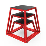 Garvee Heavy-Duty Steel Plyo Box, 12/18/24-Inch Metal Jump Box Set for High-Intensity Training, Strength Conditioning, and Plyometric Workouts - Red