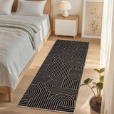 Garvee Ultra-Thin Washable Jute Runner Rug – Non-Slip, Non-Shedding, Mark Resistant Modern Rainbow Abstract Carpet for Entryway, Kitchen, Bedroom, Laundry, Black, 2x6ft