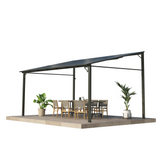 Garvee 12' x 14' Wall-Mounted Lean-To Hardtop Gazebo Pergola Awning - Sloped Polycarbonate Roof, Aluminum/Metal Frame, UV & Waterproof Patio Shelter for Deck/Porch/Backyard - Color: System default