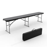 Garvee 6 FT Folding Bench, HDPE Outdoor Picnic Bench with Steel Frame, 380 lb Capacity, Portable Collapsible Seating with Carry Handle and Locking Support, for Patio, Garden, Camping, Parties and Sports, Black - Black
