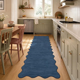 Garvee 2' × 6' Solid Border Runner Rug, Machine Washable Non-Slip Low-Pile Rug for Hallway, Kitchen & Entryway, Navy