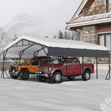 Garvee Heavy Duty 20x20 FT Metal Carport - Reinforced Support Rods, Galvanized Steel Roof, Windproof Ground Anchors - Outdoor Garage Shelter for Cars, Trucks, SUVs, Boats, Gray - Grey