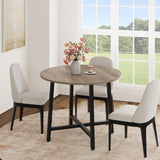 Garvee 31.5" Round Dining Table for 4 People, Modern Wood Circle Kitchen Table with Sturdy Industrial Metal Frame, Small Space Saving Dining Room Table for Apartment & Breakfast Nook, (No Chairs), Gray