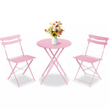 Garvee Folding Metal Bistro Set for Balcony & Garden, 3-Piece Steel Patio Table and 2 Chairs with 300 lb Capacity and No Assembly Design