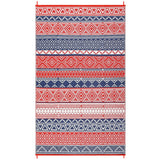 Garvee Reversible Waterproof Outdoor Rug – Heavy Duty Plastic Straw Patio Carpet, Fade Resistant, Collapsible – 9x12ft, Tricolor (Bright Red/Navy Blue/White) – United States