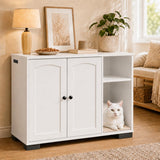 Garvee Dog-Proof Cat Litter Box Enclosure Cabinet for Large Self-Cleaning/Automatic Litter Boxes - Side Exit - End Table Style - 5 ft Cord - Arch Frame - White Arch - Nd-5045-22 Black Union Jack Pattern