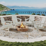 Garvee Adirondack Chair Set of 4, HDPE Outdoor Patio Chair with Cup Holder, All Weather Resistent Wooden Textured for Patios, Decks, Gardens, Fire Pit - Wood Grain Texture - Navy Blue, 6-Pack