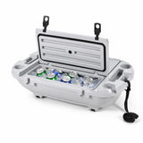 Garvee Floating Cooler 40L, Cool Gray Rotomolded Ice Chest Without Wheels with Tow Strap, LLDPE Insulated Watertight Cold Storage with 4 Cup Holders, 45-55 Can Capacity with Ice for Camping, Beach, Pool, Kayaking, Boating and Lakeside Use - Cool Gray