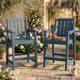 Garvee All-Weather Navy HDPE Adirondack Bar Height Patio Chairs Set of 2 – 27.7" Tall, Wide Armrests & Back, Weatherproof Outdoor Barstools for Garden, Poolside, Bistro, Navy (2 Sheets/Box)