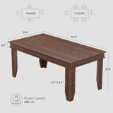 Garvee Versatile Farmhouse Dining Table for 6-8 – 71"/63" Large Rectangular Wooden Table, Heavy-Duty Sturdy MDF Frame, Waterproof Mark-Resistant, V-Shape Legs – 1600 Brown