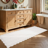 Garvee 2.5' × 8' Scalloped Runner Rug, Washable Non-Slip Low-Pile Modern Rug for Hallway, Kitchen & Entryway, Ivory