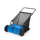 Garvee 21-Inch Manual Push Lawn Sweeper, 6 Cu Ft Collection Bag, 3 V-Shaped Brushes, 5-Level Height Adjustment, Blue & Black